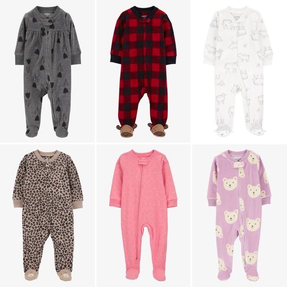 Bundle of (6) Carter's Fleece Footies - Newborn Size - Picture 1 of 4